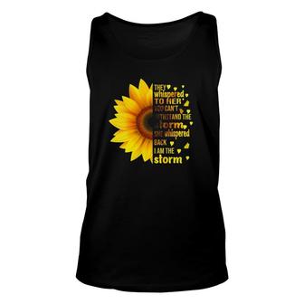 Womens Womens I Am Storm They Whispered To Her Sunflower Feminist Tank Top | Mazezy UK