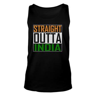 Straight Outta India Cool Indian Flag Vintage Tee Unisex Tank Top | Mazezy