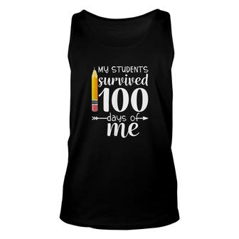 My Students Survived 100 Days Of Me Happy 100th Day Of School Pencil Tank Top | Mazezy