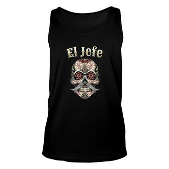 Sugar Skull For Men Dia De Los Muertos El Jefe Unisex Tank Top - Thegiftio UK