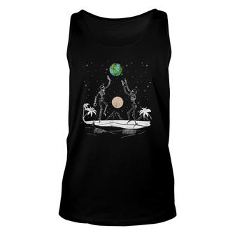 Summer Beach Skeletons Volleyball Earth Space Cosmos Indie Unisex Tank Top | Mazezy