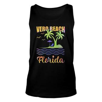 Summer Vacation Retro Sunset Florida Vero Beach Unisex Tank Top | Mazezy