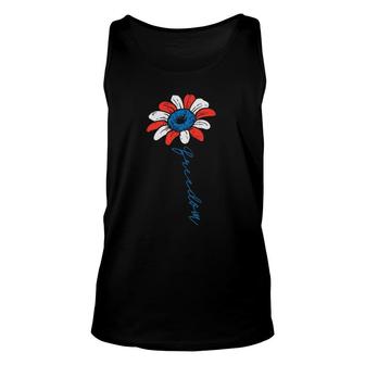 Sunflower Freedom American Flag Usa 4Th Of July Fourth Women Tank Top | Mazezy