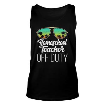 Sunglasses Beach Sunset Summer Homeschool Teacher Off Duty Unisex Tank Top | Mazezy