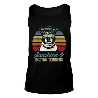 Sunshine And Boston Terriers Vintage Sunset Sweater Unisex Tank Top | Mazezy