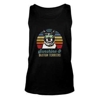 Sunshine And Boston Terriers Vintage Sunset Unisex Tank Top | Mazezy