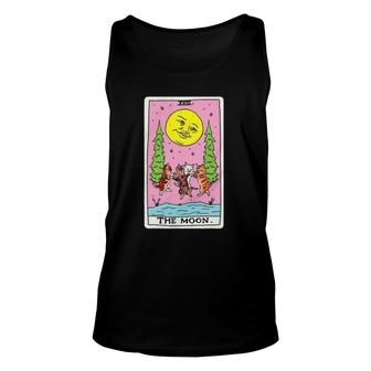 Tarot Card Crescent Moon And Cat Squad Graphic Unisex Tank Top | Mazezy