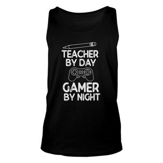 Teacher By Day Gamer By Night Unisex Tank Top | Mazezy
