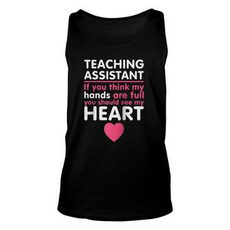 Teacher's Assistant Heart Teaching Assistant Raglan Baseball Tee Tank Top | Mazezy