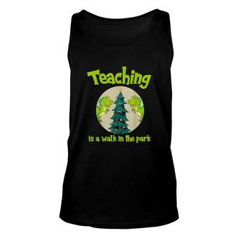 Teaching Is A Walk In The Park Christmas Tie Teachers Dino Unisex Tank Top | Mazezy