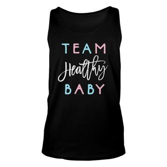 Womens Team Healthy Baby Gender Reveal Party Shower Matching Cute V-Neck Tank Top | Mazezy