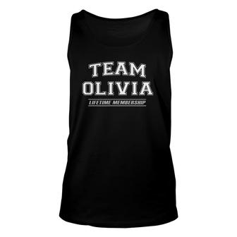 Team Olivia First Name Family Reunion Unisex Tank Top | Mazezy