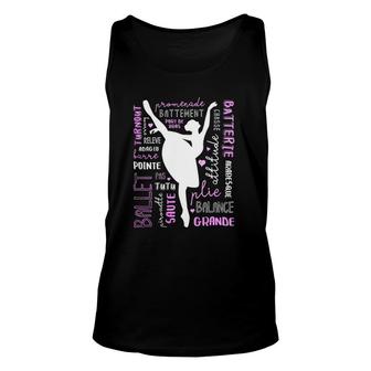 Terms Typography Ballerina Silhouette Word Art Gift Unisex Tank Top | Mazezy