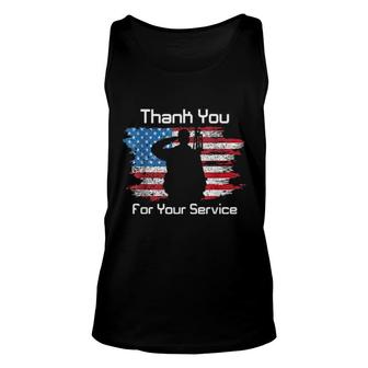 Thank You For Your Service Camouflage Usa Flag Veterans Day Tank Top | Mazezy