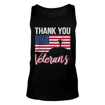 Thank You Veterans Thank You For Your Service Usa Flag Unisex Tank Top | Mazezy
