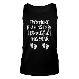 Thanksgiving Twin Pregnancy Announcement Baby Reveal Unisex Tank Top | Mazezy