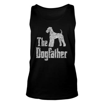 The Dogfather Airedale Terrier Silhouette Funny Dog Unisex Tank Top | Mazezy