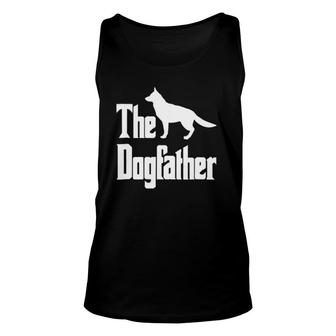 The Dogfather , German Shepherd Silhouette, Funny Dog Unisex Tank Top | Mazezy