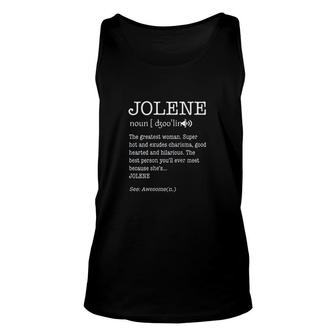 The Names Jolene Funny Woman Definition Personalized Unisex Tank Top - Thegiftio UK