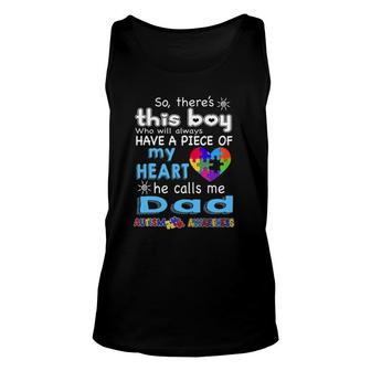 There's This Boy He Call Me Dad Autism Awareness Unisex Tank Top | Mazezy