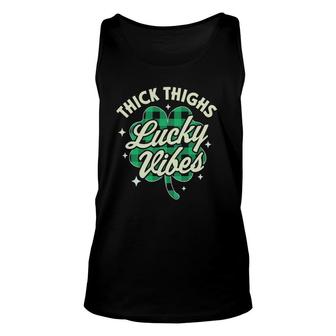 Thick Thighs Lucky Vibes Buffalo Plaid Saint Patrick's Day Unisex Tank Top | Mazezy