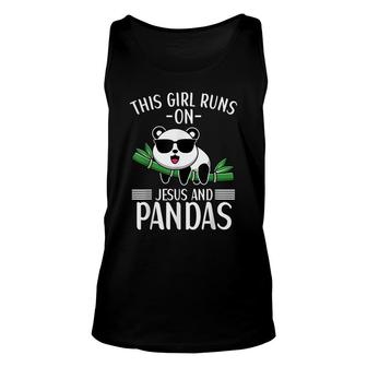 This Girl Runs On Jesus And Pandas Panda Bear Lover For Kids Unisex Tank Top - Seseable