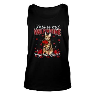 This Is My Valentine Pajama Toyger Cat Unisex Tank Top | Mazezy