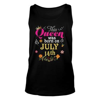 This Queen Was Born On July 14Th Happy Birthday 14 Gift Unisex Tank Top | Mazezy