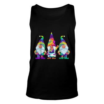 Three Hippie Gnomes Tie Dye Retro Vintage Hat Peace Gnome Unisex Tank Top | Mazezy