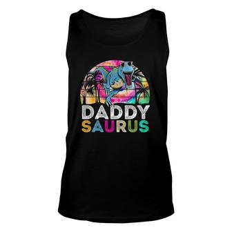 Tie Dye Daddysaurus Dinosaur Daddy Saurus Family Matching Unisex Tank Top | Mazezy