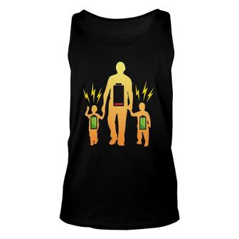 Tired Father Of Twins With Low Battery Unisex Tank Top | Mazezy