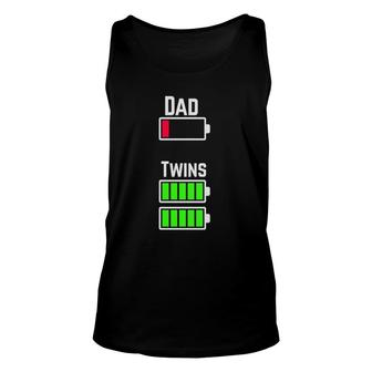 Tired Twin Dad Low Battery Charge Meme Image Funny Unisex Tank Top | Mazezy AU