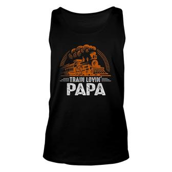 Mens Train Lovin' Papa Papa Daddy Train Railroad Father's Day Tank Top | Mazezy