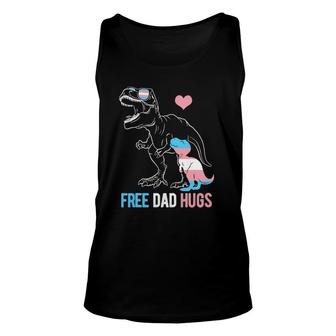 Mens Trans Free Dad Hugs Dinosaur Rex Daddy Transgender Pride Tank Top | Mazezy