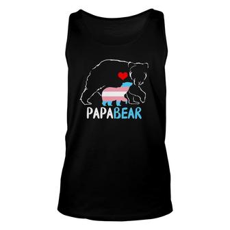 Trans Papa Bear Proud Dad Rainbow Transgender Father's Day Unisex Tank Top | Mazezy