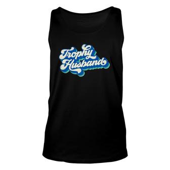 Mens Trophy Husband Father's Day Retro Blue Vintage Tank Top | Mazezy