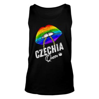 Tschechien Königin Lgbtq Gay Pride Flagge Lippen Regenbogen Herren Damen Tank Top | Mazezy