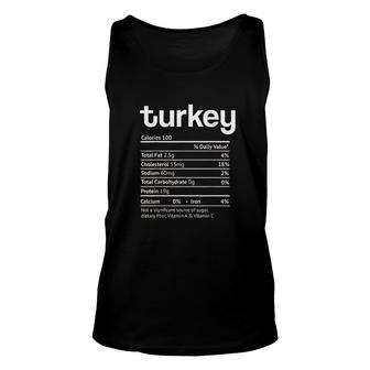 Turkey Nutrition Facts Funny Food Unisex Tank Top - Thegiftio