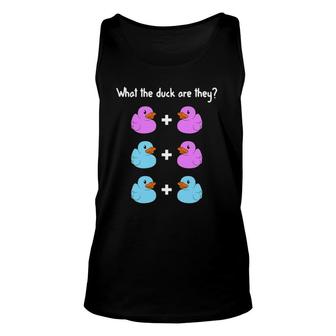 Twin Gender Reveal For Dad Mom Cool What The Duck Tank Top | Mazezy