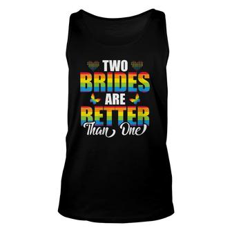Womens Two Brides Are Better Than One Lesbian Wedding V-Neck Tank Top | Mazezy