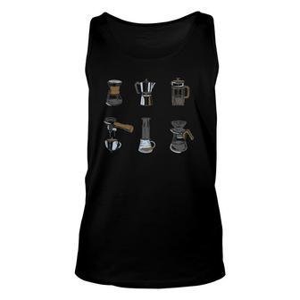 Type Of Coffee Makers Gift For Men Women Barista Unisex Tank Top | Mazezy