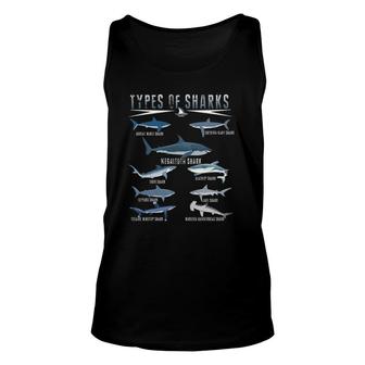 Types Of Shark Megalodon Great White Nurse Shark Unisex Tank Top | Mazezy