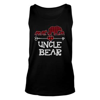 Uncle Bear Red Buffalo Plaid Uncle Bear Pajama Christmas Unisex Tank Top | Mazezy