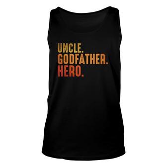 Uncle Gift Awesome Godfather Hero Family Tee Unisex Tank Top | Mazezy