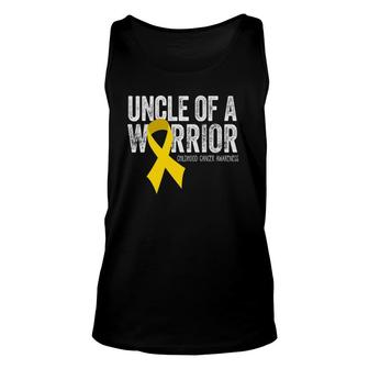 Uncle Of A Warrior Childhood Cancer Dad Ribbon Unisex Tank Top | Mazezy
