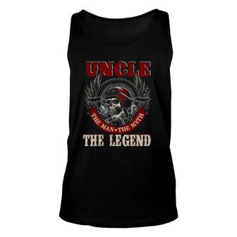 Uncle The Man The Myth Happy Father's Day Skull Biker Lover Unisex Tank Top | Mazezy
