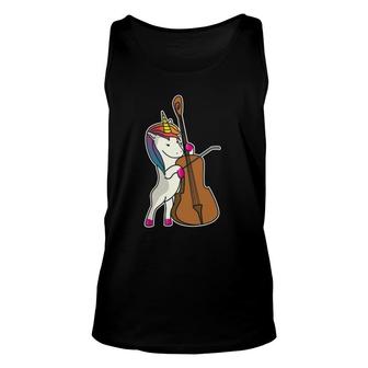 Unicorn Playing Cello Bass Funny Magical Cellist Music Unisex Tank Top | Mazezy