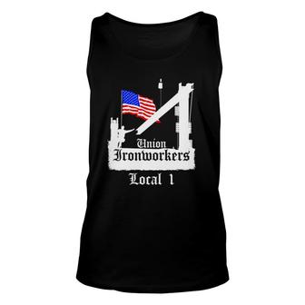 Union Ironworkers Local 1 American Flag Chicago Unisex Tank Top | Mazezy