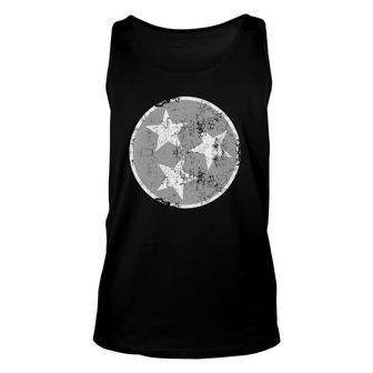 Womens Unique Tn Flag Retro White & Gray Tennessee State Flag V-Neck Tank Top | Mazezy