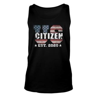 Us Citizen Est 2020 American Flag Birthday Gift Unisex Tank Top | Mazezy